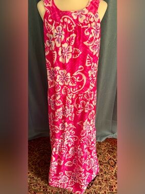 Janie and Jack Pink and White Floral Hawaiian Maxi Dress
